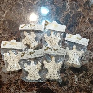 NWT Lot of 6 Vintage The Magic of Christmas Starched Crocheted Angel Ornaments